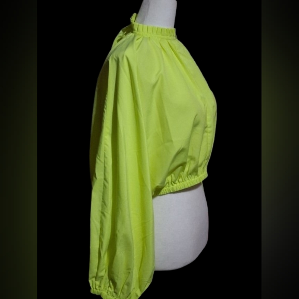 New "NWT" Girl Soul Neon Bright Yellow Long Sleeve Top, Size L - Picture 4 of 10